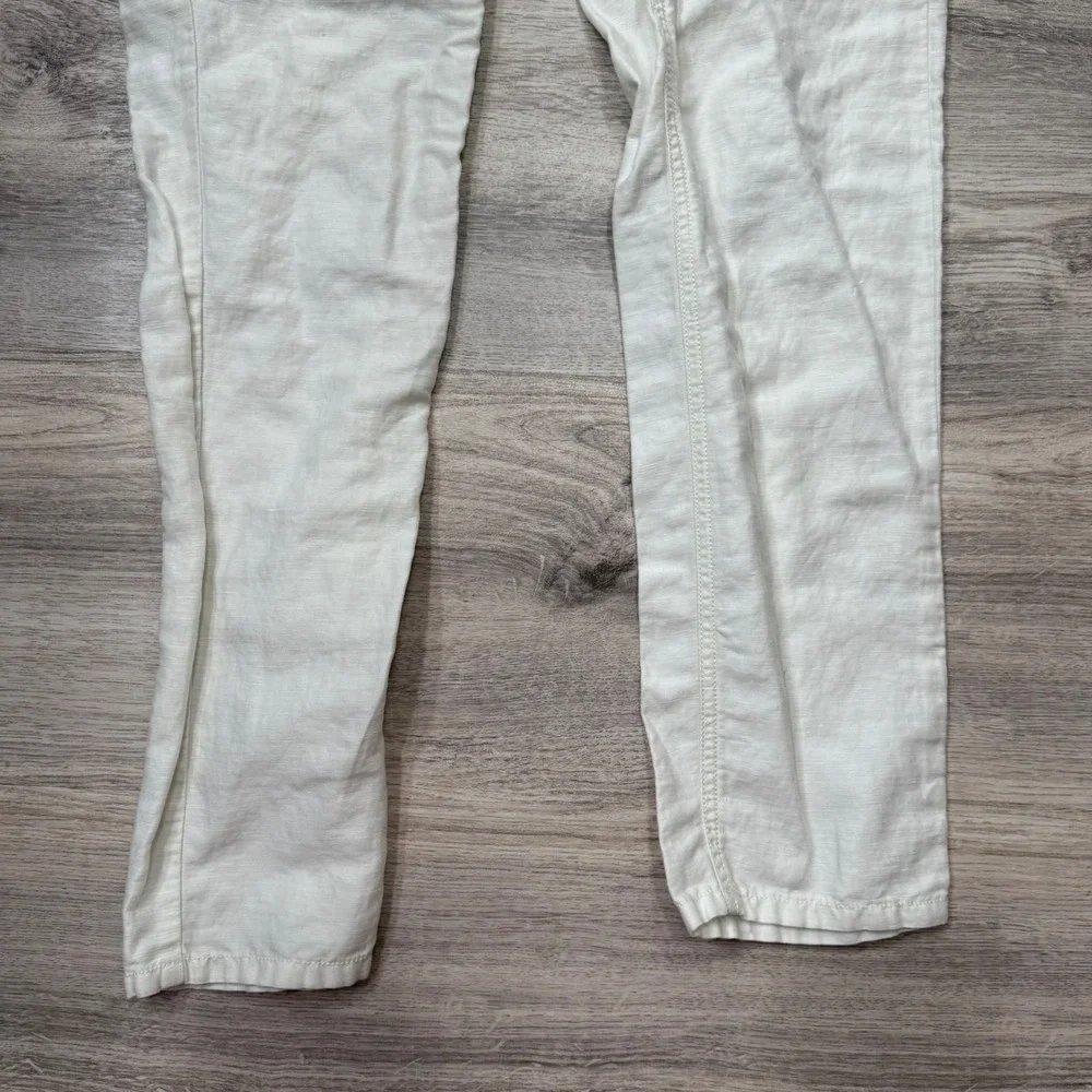 LOFT Womens White Cargo Utility‎ Pants Size 0 Linen Blend Casual Chic - Picture 3 of 10
